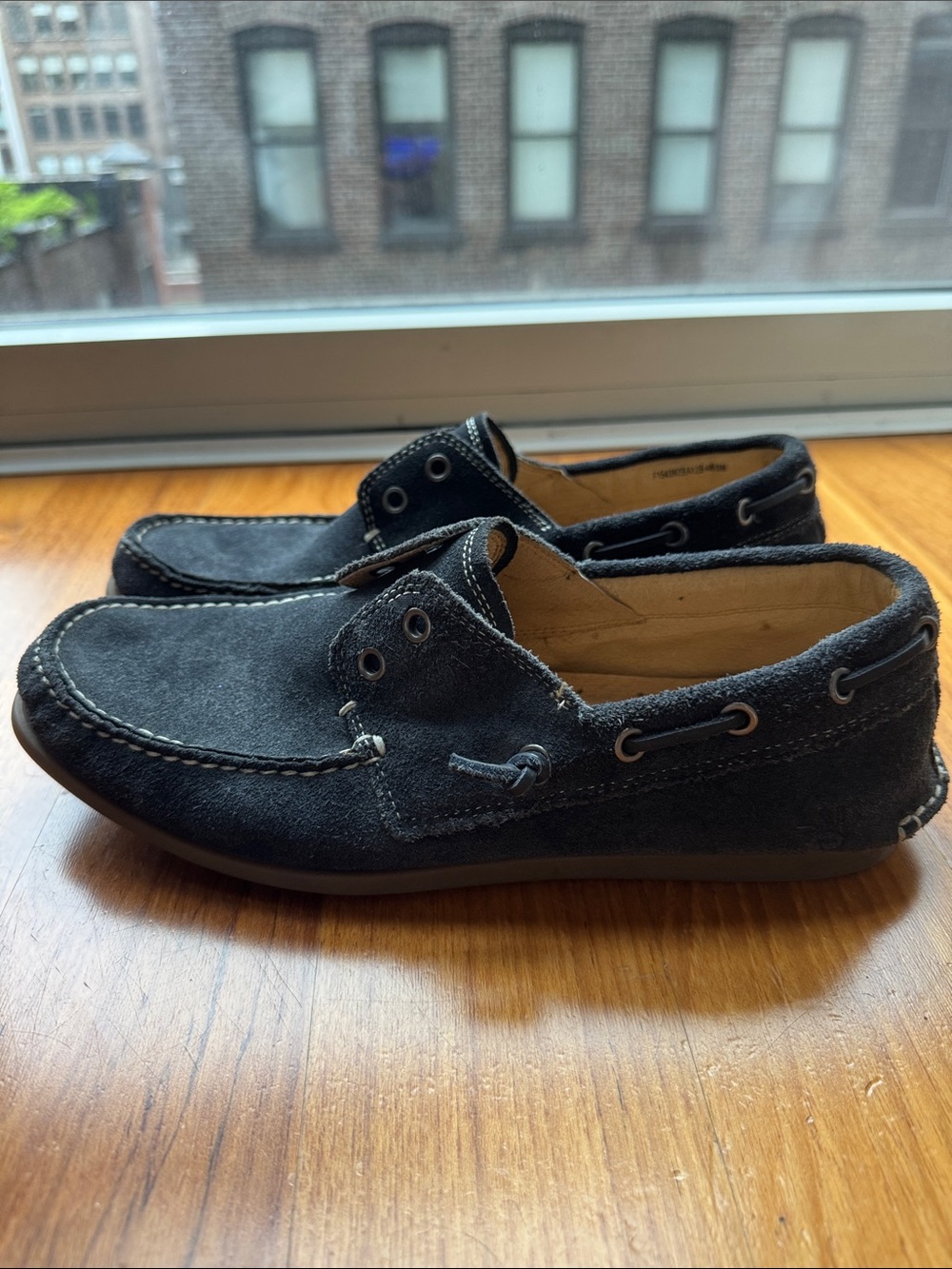 John Varvatos Men's Suede Boat Shoes - Navy Blue - Picture 5 of 8